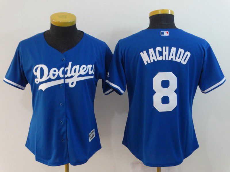 Women Los Angeles Dodgers 8 Machado Blue MLB Jerseys